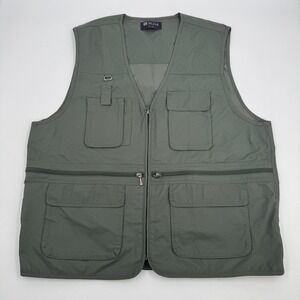 H2H Men's Utility Vest Green Multi Pocket Outdoor Fishing Hiking Gorpcore
